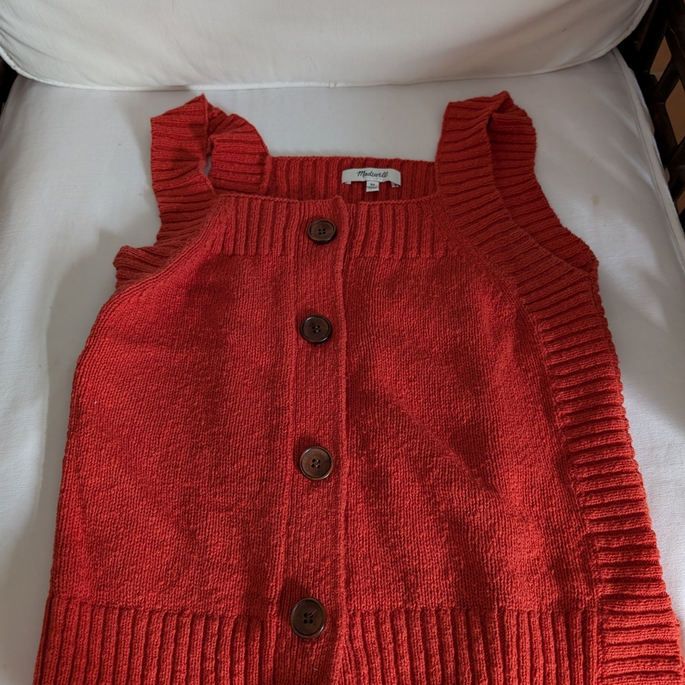 Madewell Red Button-Up Knit Tank Top
